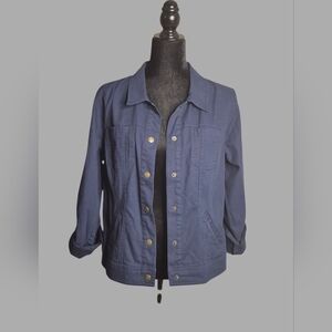 Christopher & Banks Navy Blue Women's  Snap Close Shirt Jacket Size M 98% Cotton